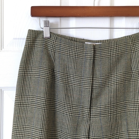 Talbots 90's Vintage 100% Wool Plaid High Rise Straight Leg Trousers Sage 10P - Picture 12 of 16
